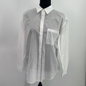 UEC Aritzia Community white sheer cotton oversized blouse small
